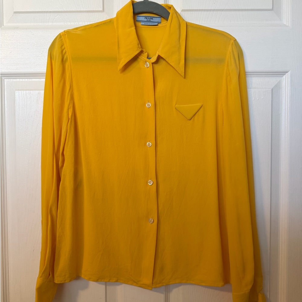 Prada Bright Yellow Silk Blouse